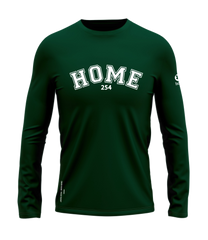 home_254 LONG-SLEEVED RICH GREEN T-SHIRT WITH A WHITE COLLEGE PRINT – COTTON PLUS FABRIC