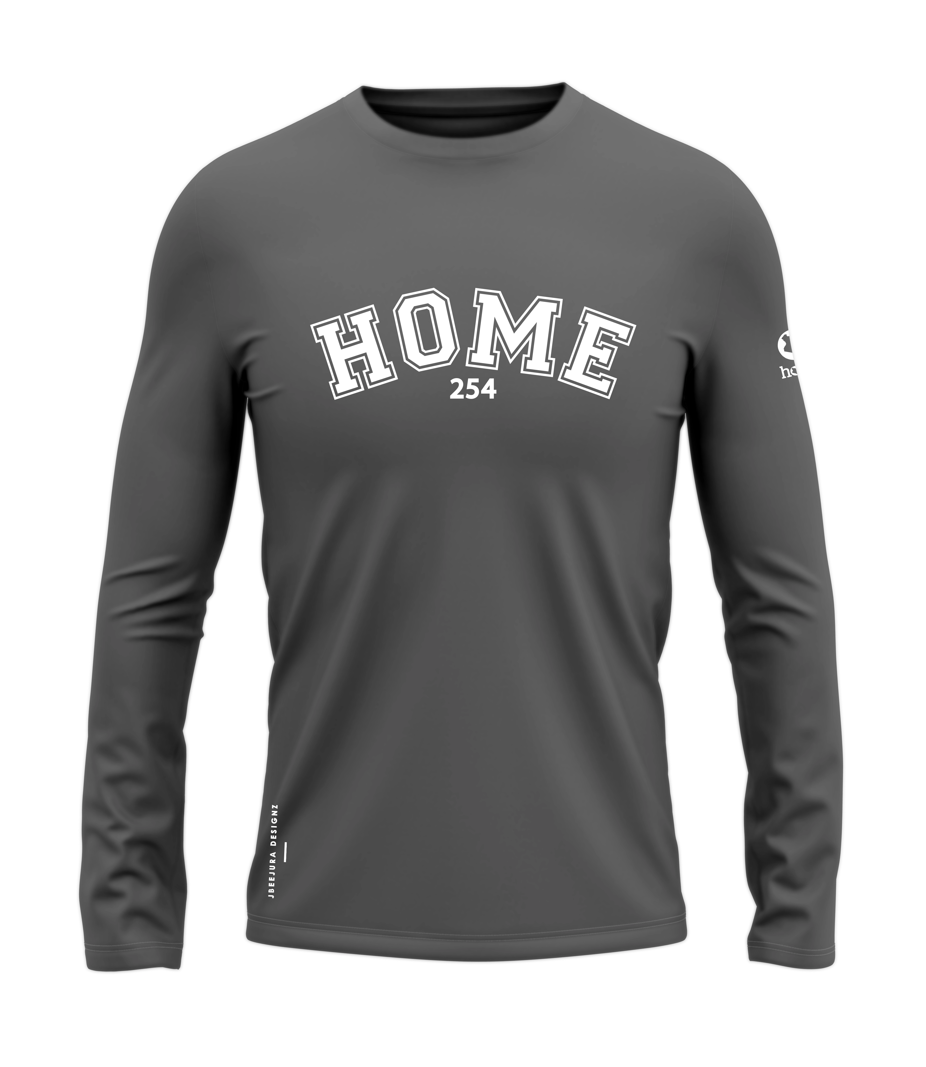 home_254 LONG-SLEEVED SAGE T-SHIRT WITH A WHITE COLLEGE PRINT – COTTON PLUS FABRIC