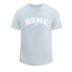 home_254 SHORT-SLEEVED SKY-BLUE T-SHIRT WITH A WHITE COLLEGE PRINT – COTTON PLUS FABRIC