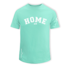 home_254 SHORT-SLEEVED TURQUOISE GREEN T-SHIRT WITH A WHITE COLLEGE PRINT – COTTON PLUS FABRIC