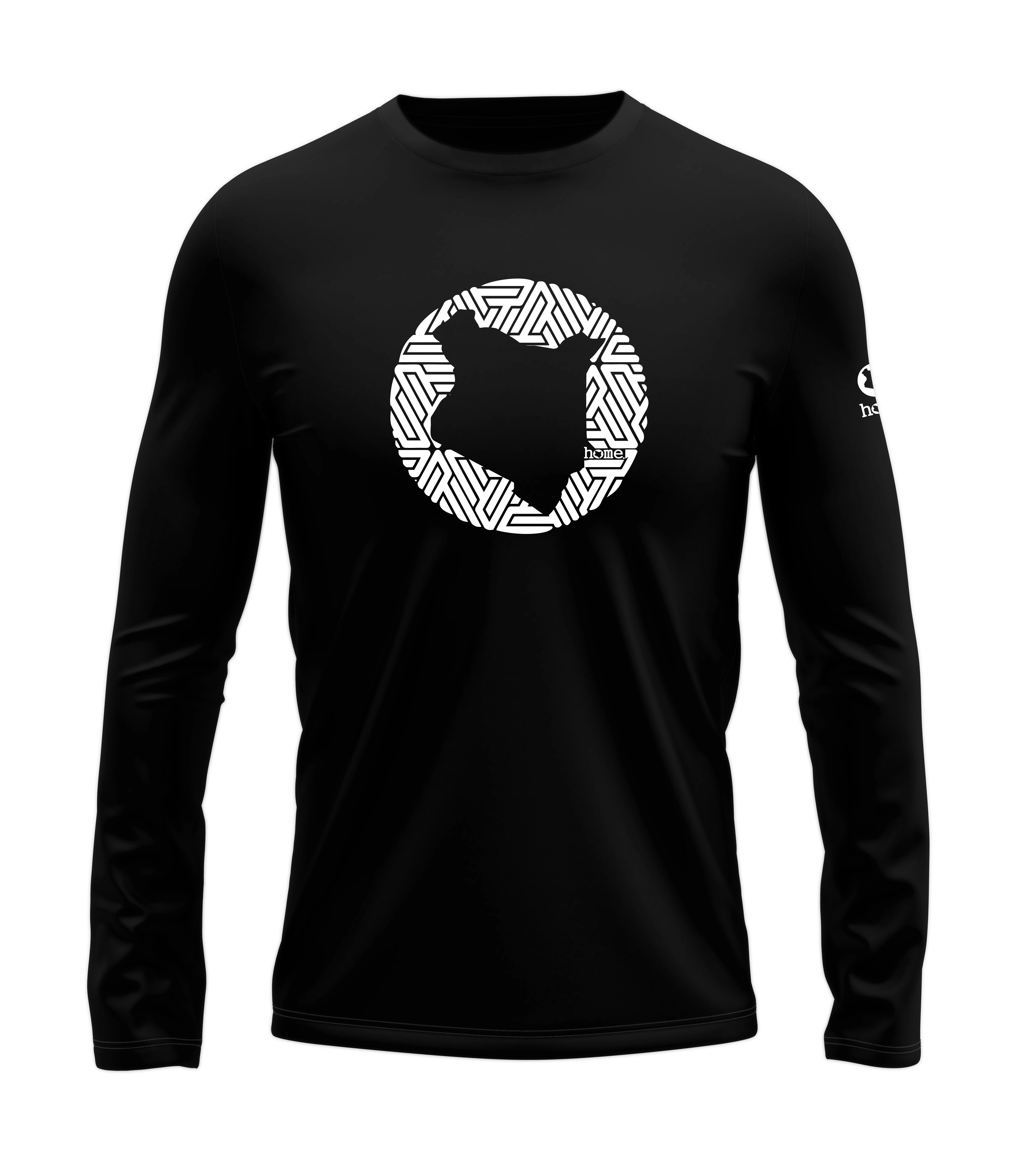 home_254 LONG-SLEEVED BLACK T-SHIRT WITH A WHITE MAP PRINT – COTTON PLUS FABRIC