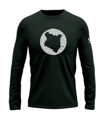 home_254 LONG-SLEEVED FOREST GREEN T-SHIRT WITH A WHITE MAP PRINT – COTTON PLUS FABRIC