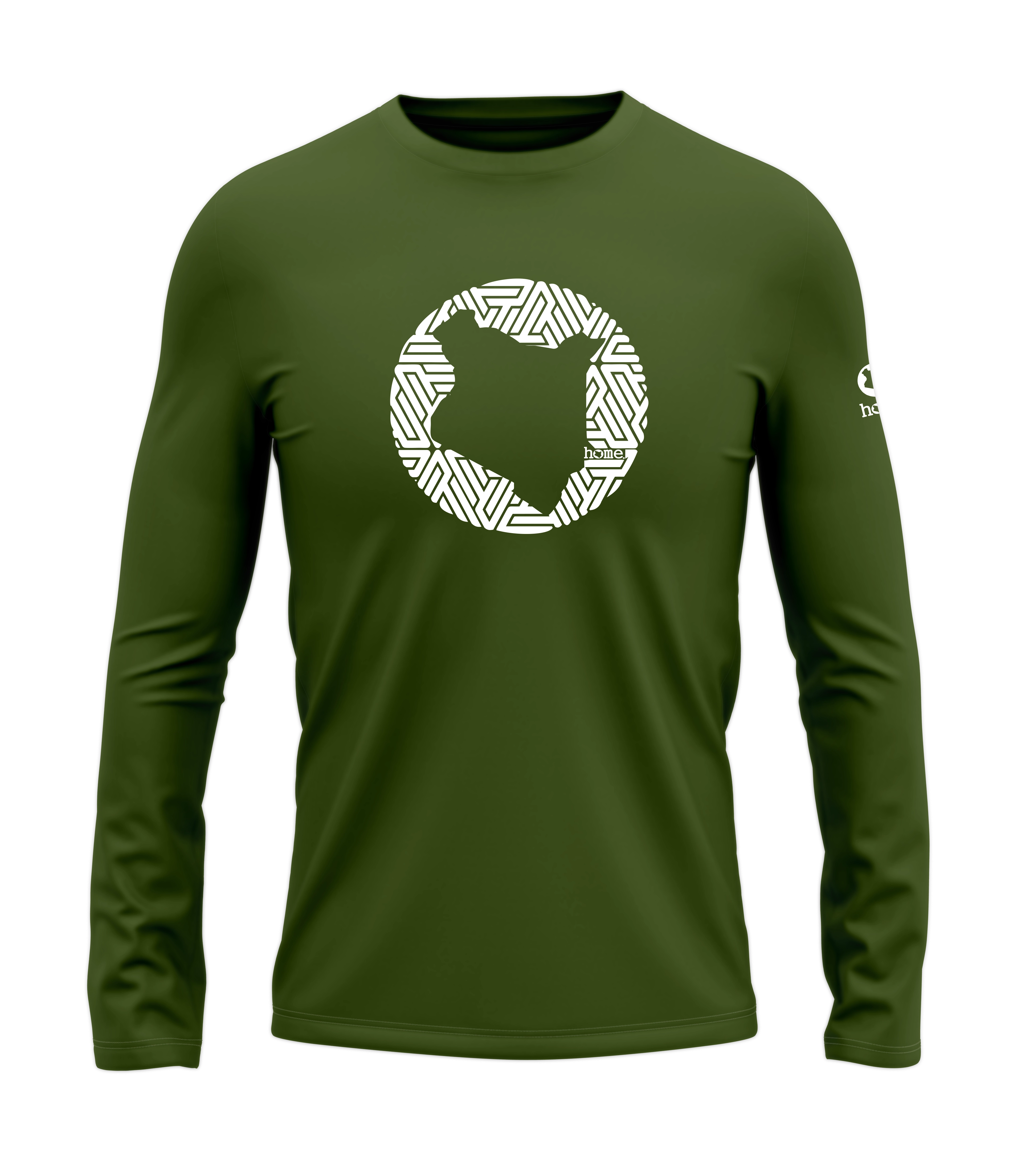 home_254 LONG-SLEEVED JUNGLE GREEN T-SHIRT WITH A WHITE MAP PRINT – COTTON PLUS FABRIC