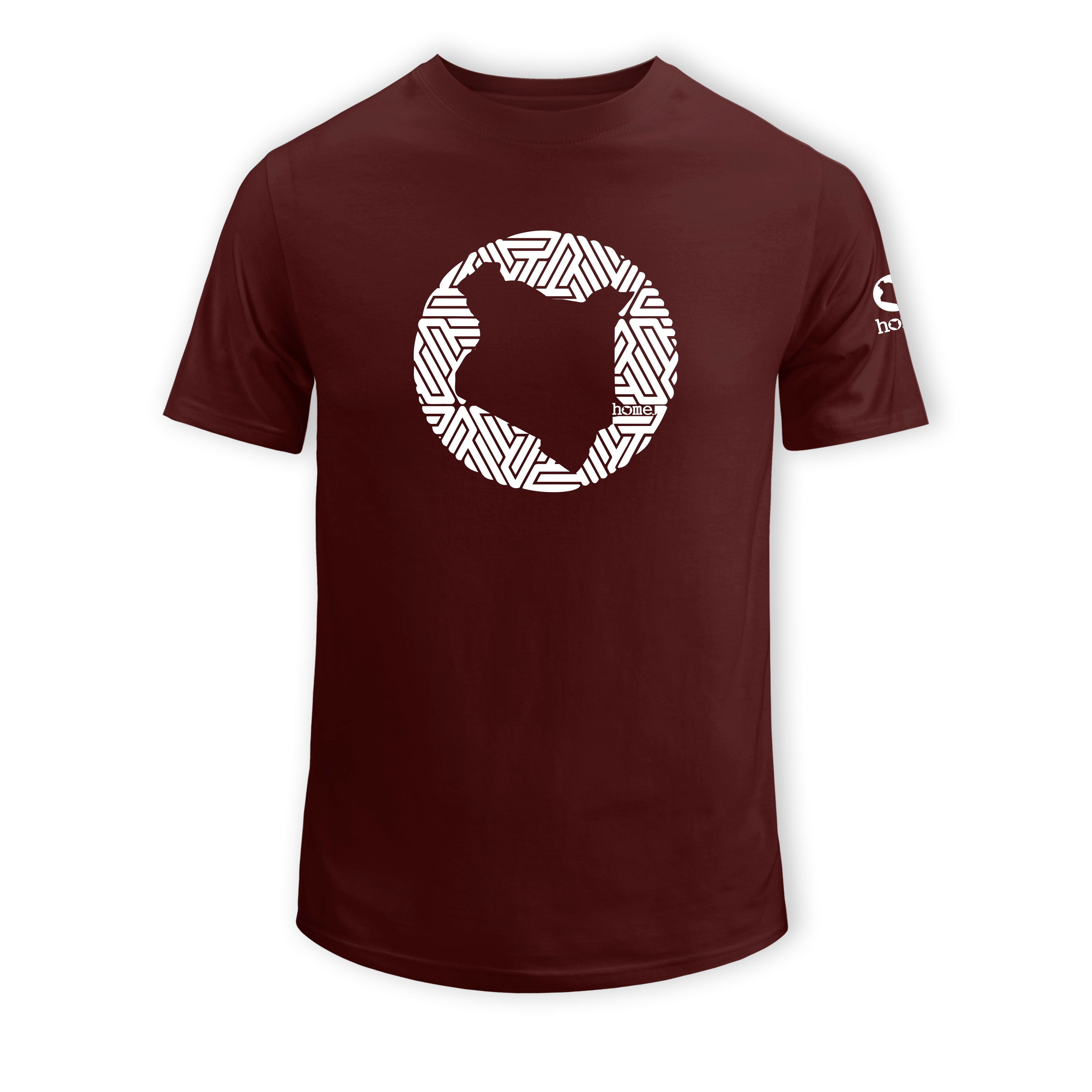 home_254 SHORT-SLEEVED MAROON T-SHIRT WITH A WHITE MAP PRINT – COTTON PLUS FABRIC
