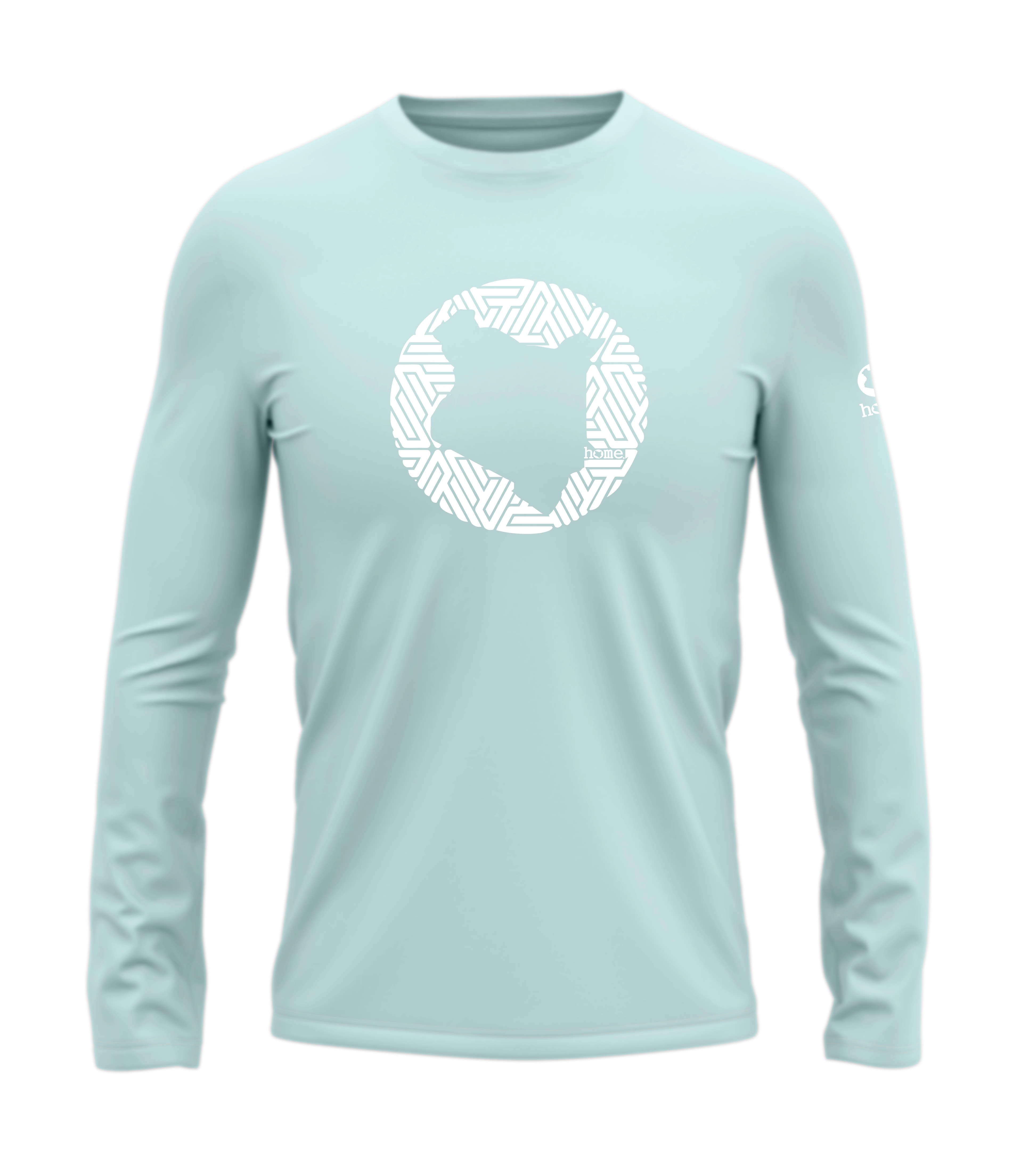 home_254 LONG-SLEEVED MISTY BLUE T-SHIRT WITH A WHITE MAP PRINT – COTTON PLUS FABRIC
