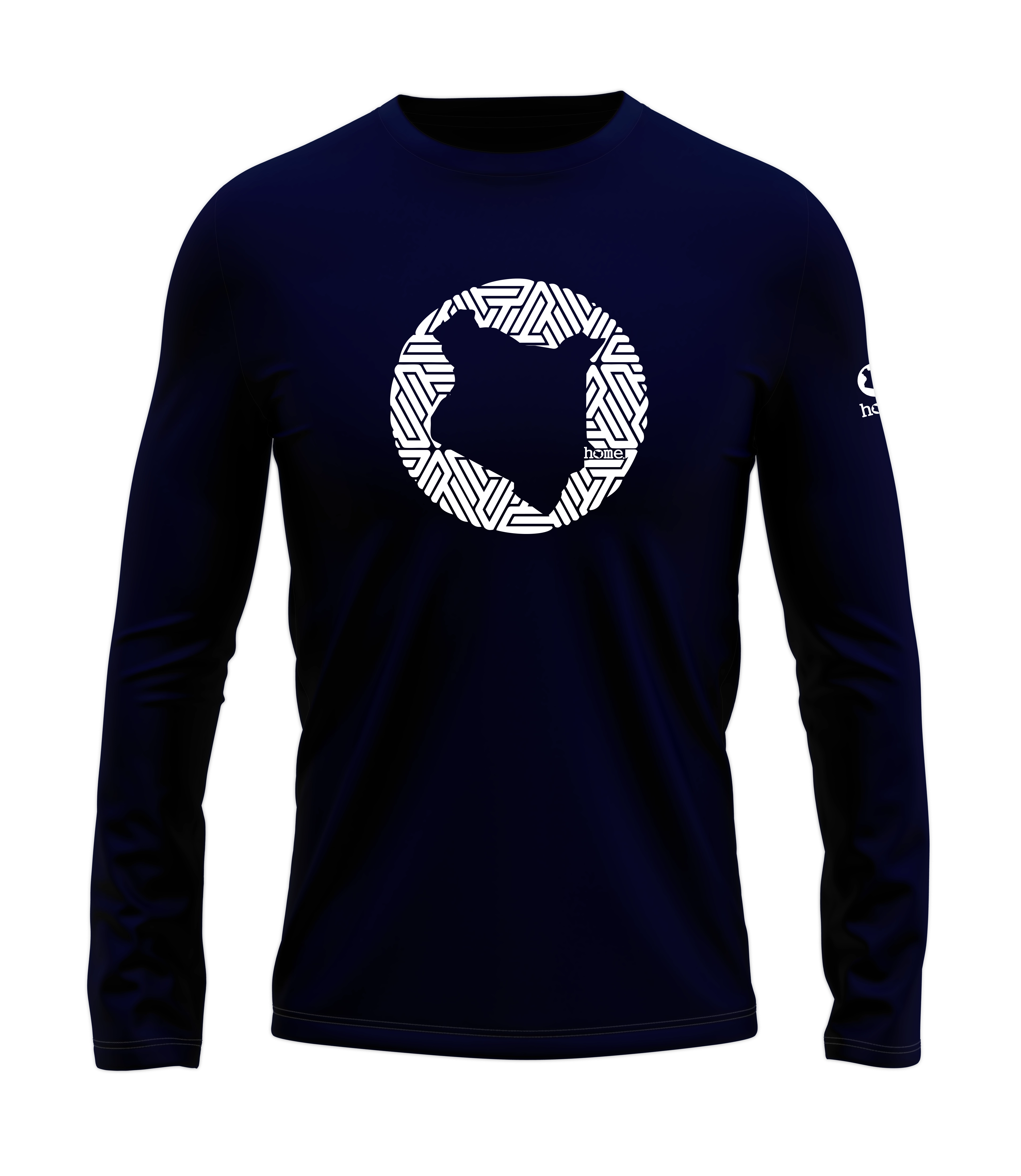 home_254 LONG-SLEEVED NAVY BLUE T-SHIRT WITH A WHITE MAP PRINT – COTTON PLUS FABRIC