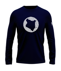home_254 LONG-SLEEVED NAVY BLUE T-SHIRT WITH A WHITE MAP PRINT – COTTON PLUS FABRIC
