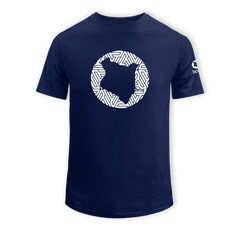 home_254 SHORT-SLEEVED NAVY BLUE T-SHIRT WITH A WHITE MAP PRINT – COTTON PLUS FABRIC