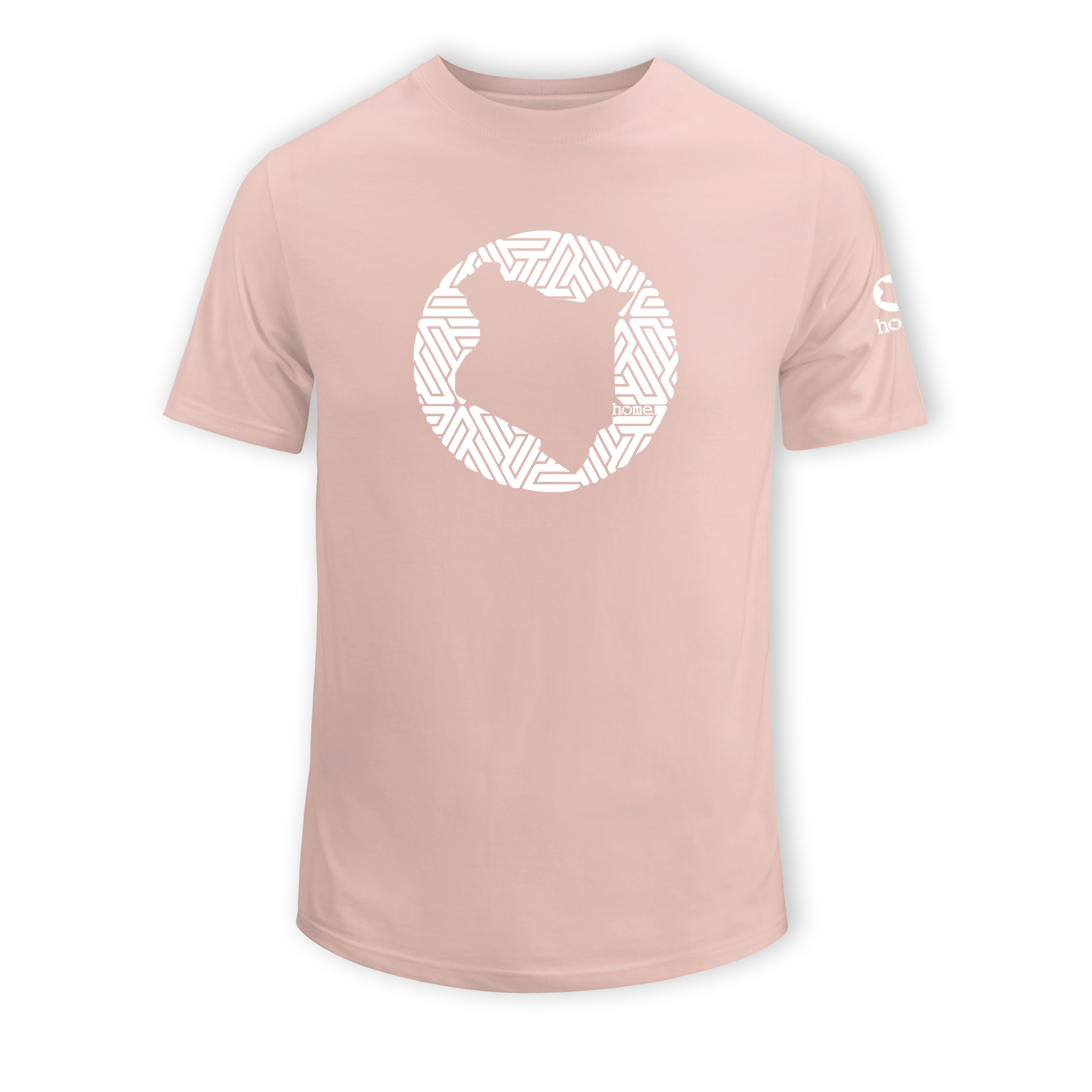 home_254 SHORT-SLEEVED PEACH T-SHIRT WITH A WHITE MAP PRINT – COTTON PLUS FABRIC