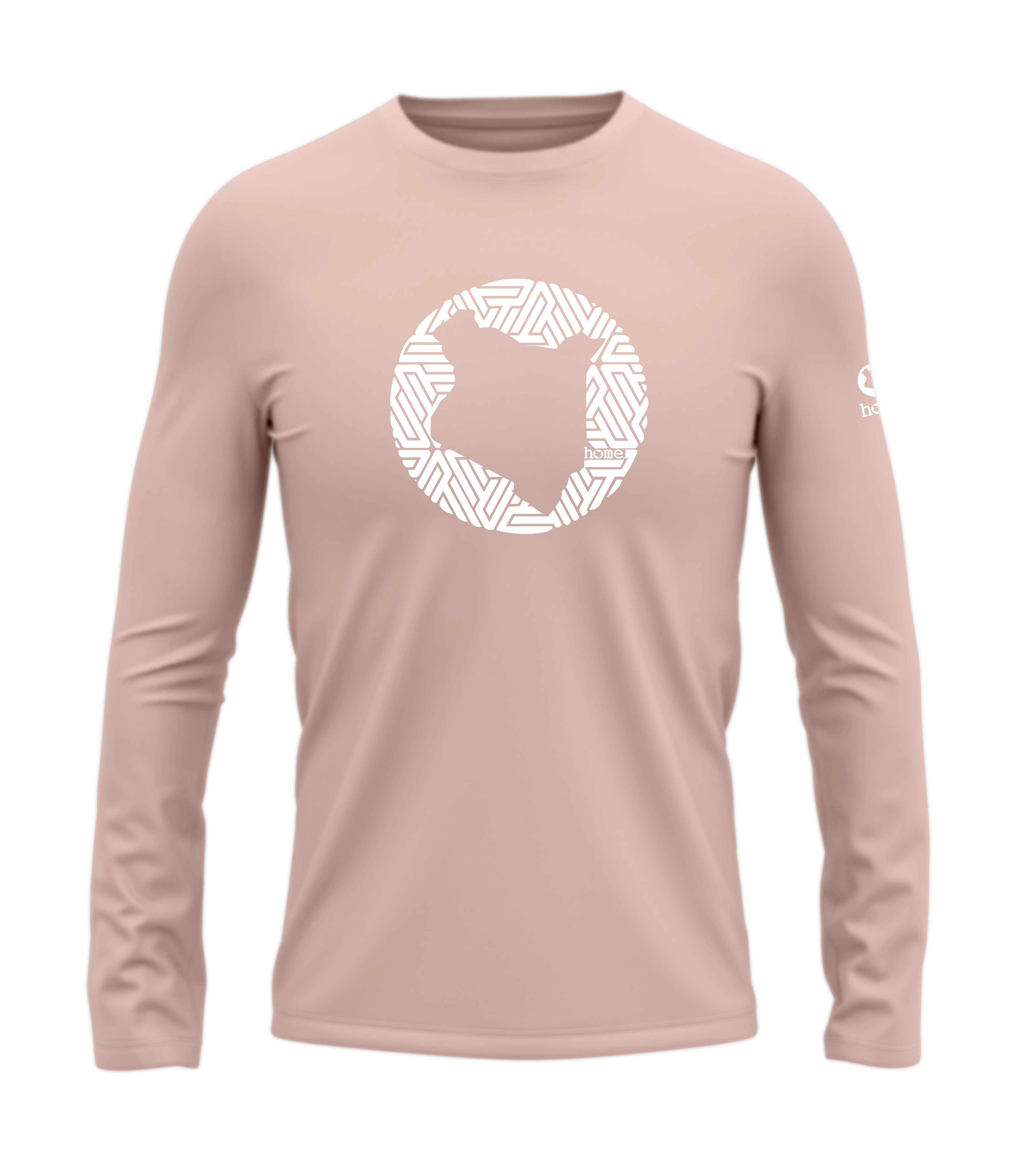 home_254 LONG-SLEEVED PEACH T-SHIRT WITH A WHITE MAP PRINT – COTTON PLUS FABRIC