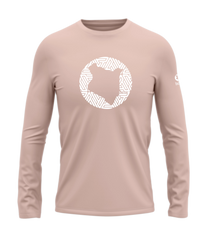 home_254 LONG-SLEEVED PEACH T-SHIRT WITH A WHITE MAP PRINT – COTTON PLUS FABRIC