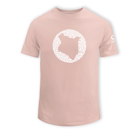 home_254 SHORT-SLEEVED PEACH T-SHIRT WITH A WHITE MAP PRINT – COTTON PLUS FABRIC