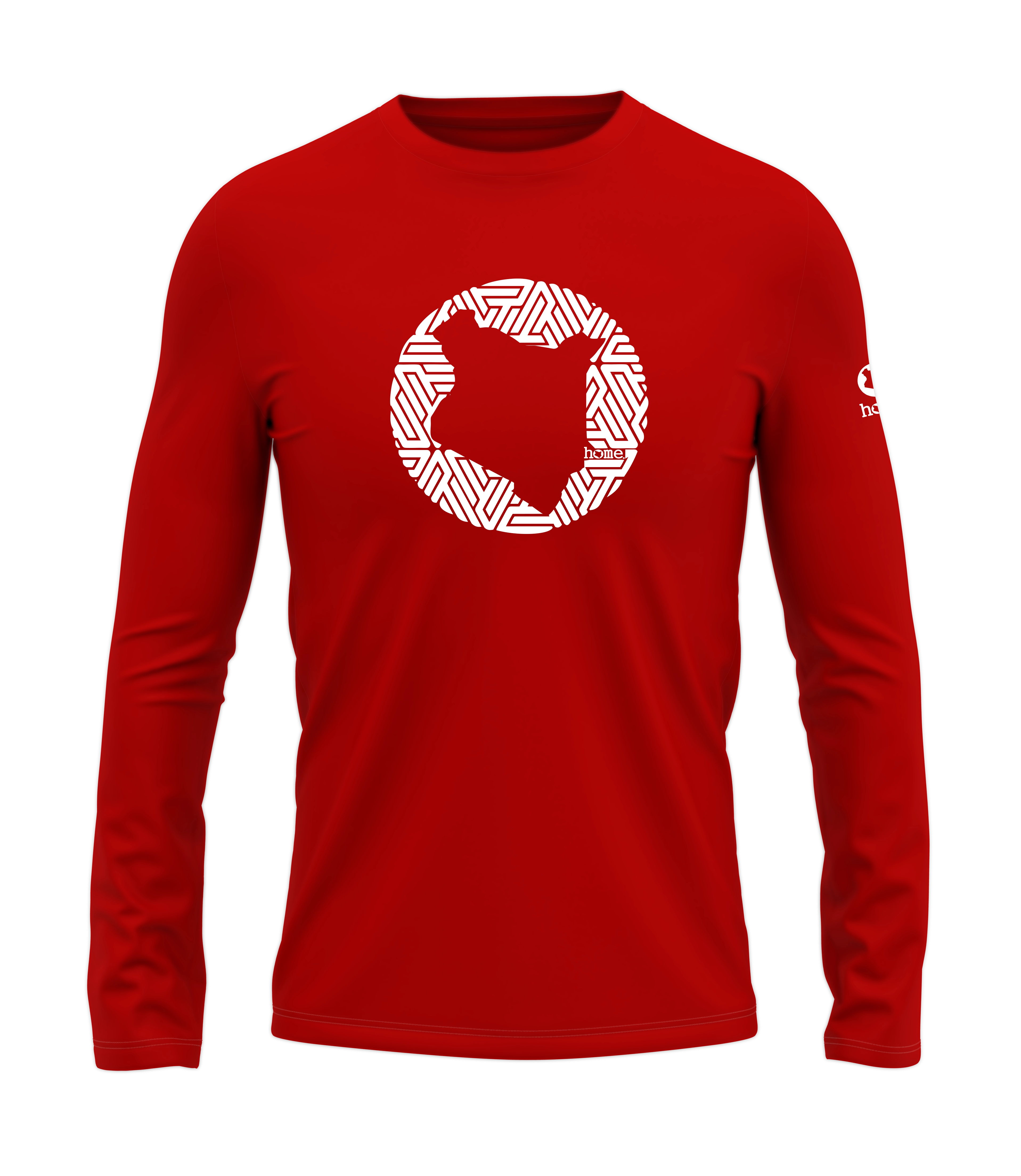 home_254 LONG-SLEEVED RED T-SHIRT WITH A WHITE MAP PRINT – COTTON PLUS FABRIC