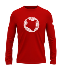 home_254 LONG-SLEEVED RED T-SHIRT WITH A WHITE MAP PRINT – COTTON PLUS FABRIC