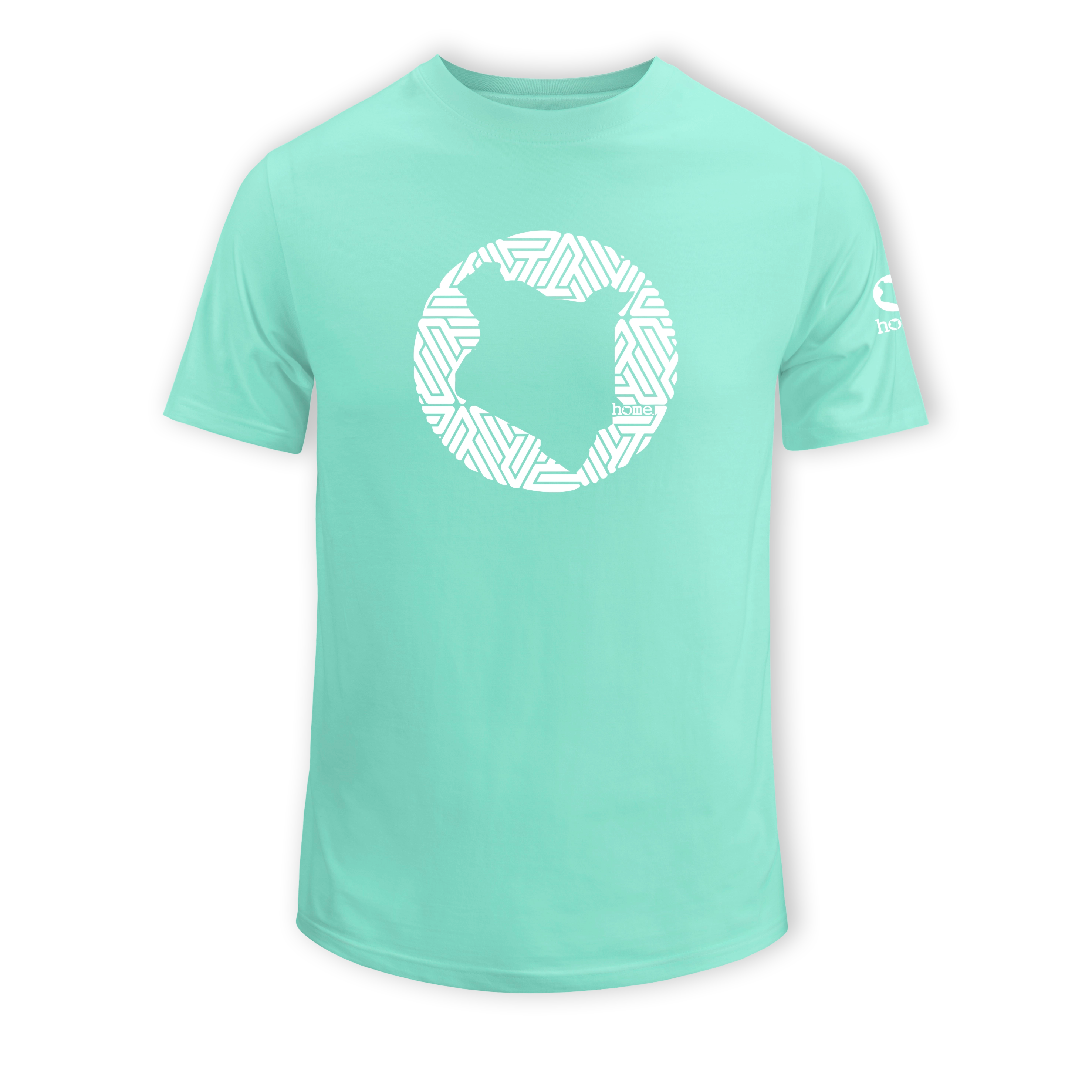 home_254 SHORT-SLEEVED TURQUOISE GREEN T-SHIRT WITH A WHITE MAP PRINT – COTTON PLUS FABRIC