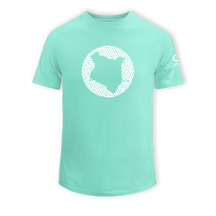home_254 SHORT-SLEEVED TURQUOISE GREEN T-SHIRT WITH A WHITE MAP PRINT – COTTON PLUS FABRIC