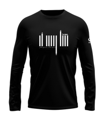 home_254 LONG-SLEEVED BLACK T-SHIRT WITH A WHITE BARS PRINT – COTTON PLUS FABRIC