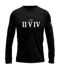 home_254 LONG-SLEEVED BLACK T-SHIRT WITH A WHITE ROMAN NUMERALS PRINT – COTTON PLUS FABRIC