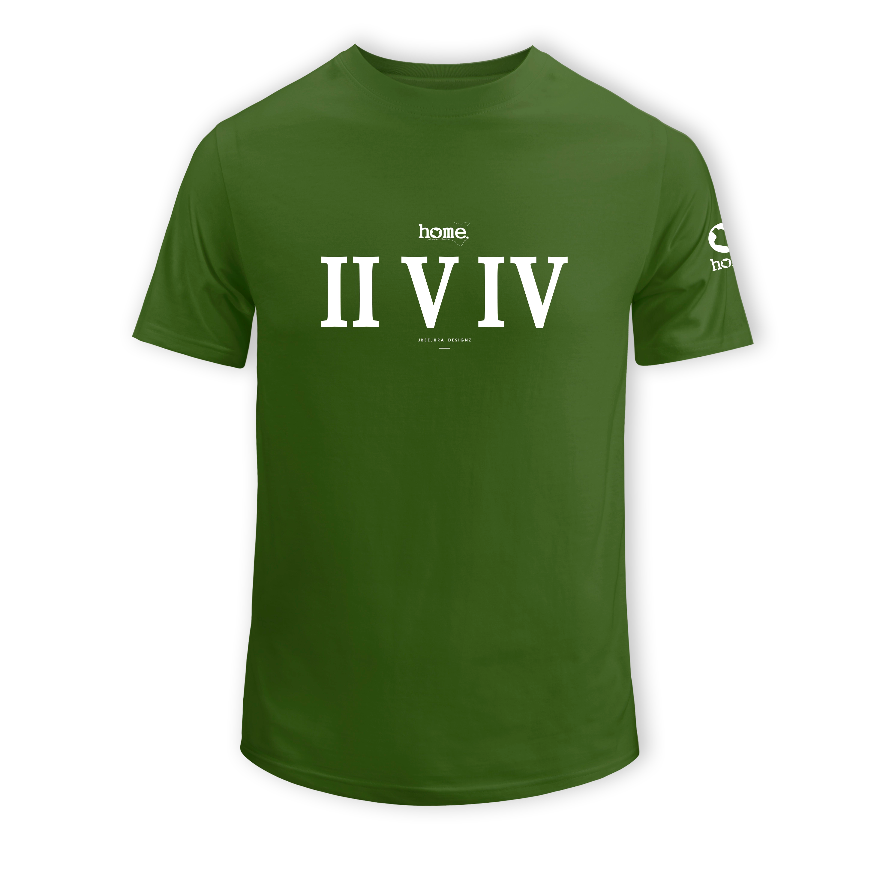 home_254 SHORT-SLEEVED JUNGLE GREEN T-SHIRT WITH A WHITE ROMAN NUMERALS PRINT – COTTON PLUS FABRIC