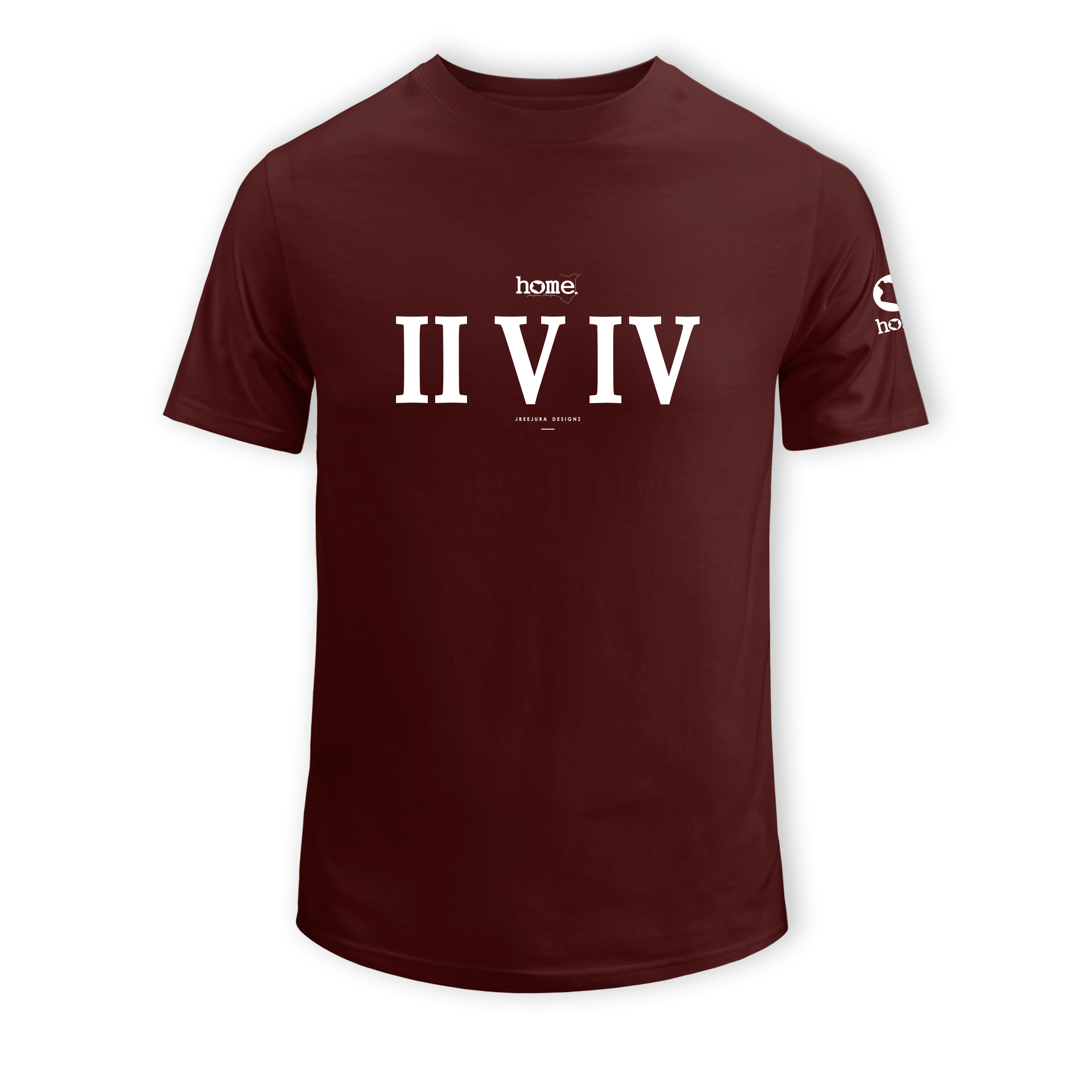 home_254 SHORT-SLEEVED MAROON T-SHIRT WITH A WHITE ROMAN PRINT – COTTON PLUS FABRIC