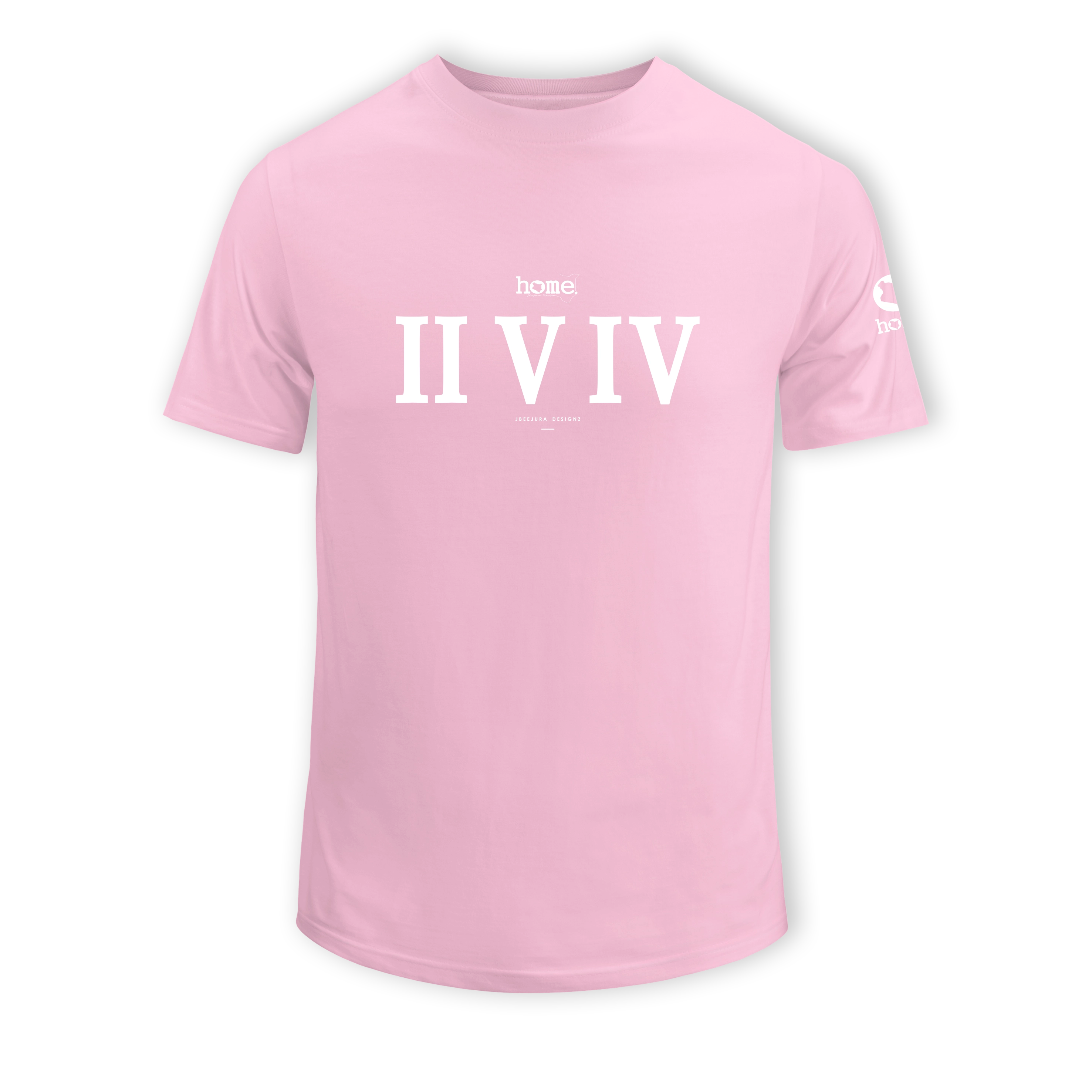 home_254 SHORT-SLEEVED PINK T-SHIRT WITH A WHITE ROMAN NUMERALS PRINT – COTTON PLUS FABRIC