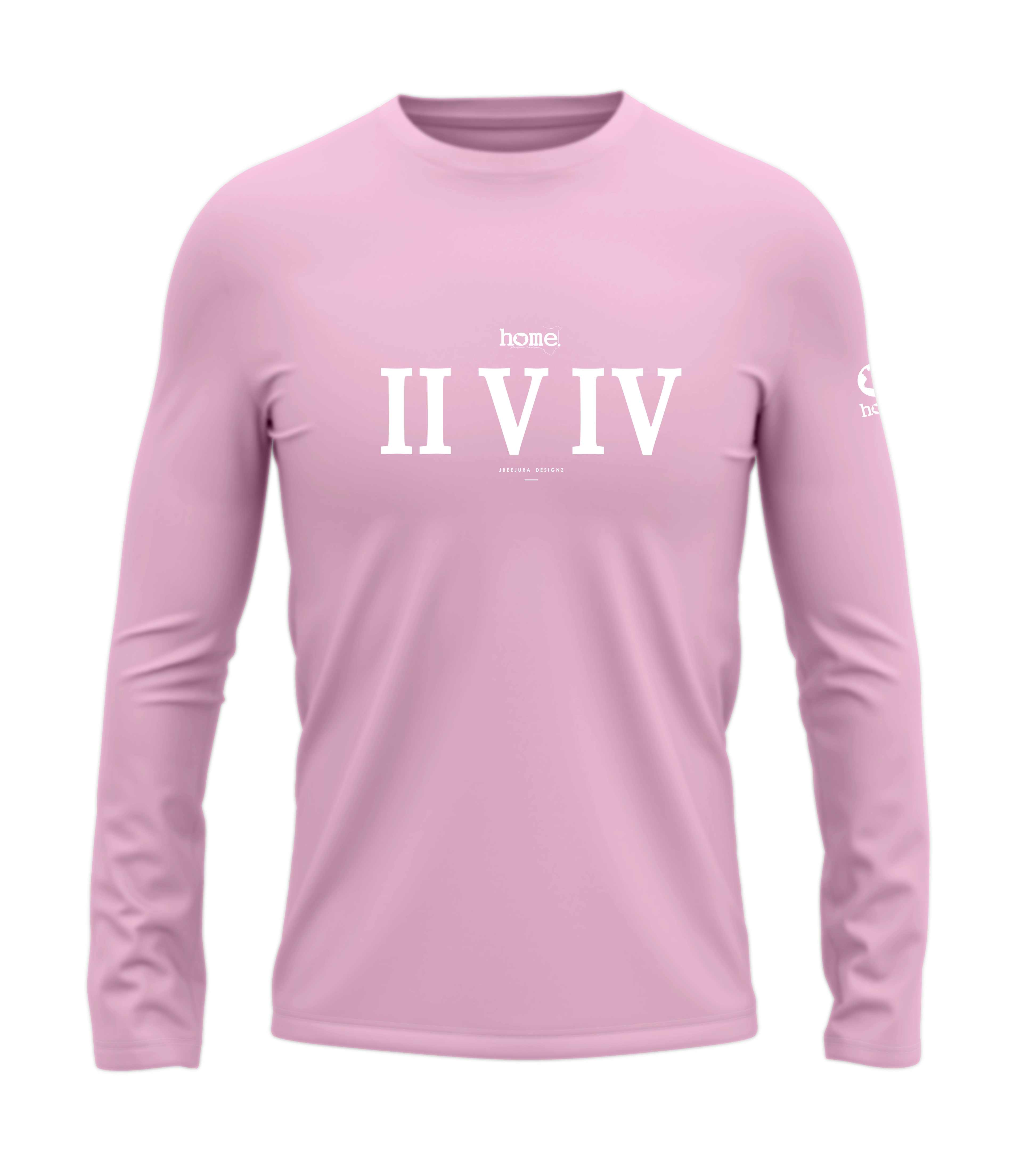 home_254 LONG-SLEEVED PINK T-SHIRT WITH A WHITE ROMAN NUMERALS PRINT – COTTON PLUS FABRIC