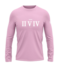 home_254 LONG-SLEEVED PINK T-SHIRT WITH A WHITE ROMAN NUMERALS PRINT – COTTON PLUS FABRIC