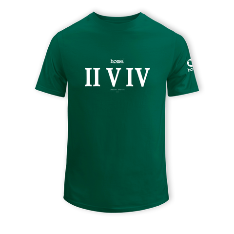 home_254 SHORT-SLEEVED RICH GREEN T-SHIRT WITH A WHITE ROMAN NUMERALS PRINT – COTTON PLUS FABRIC