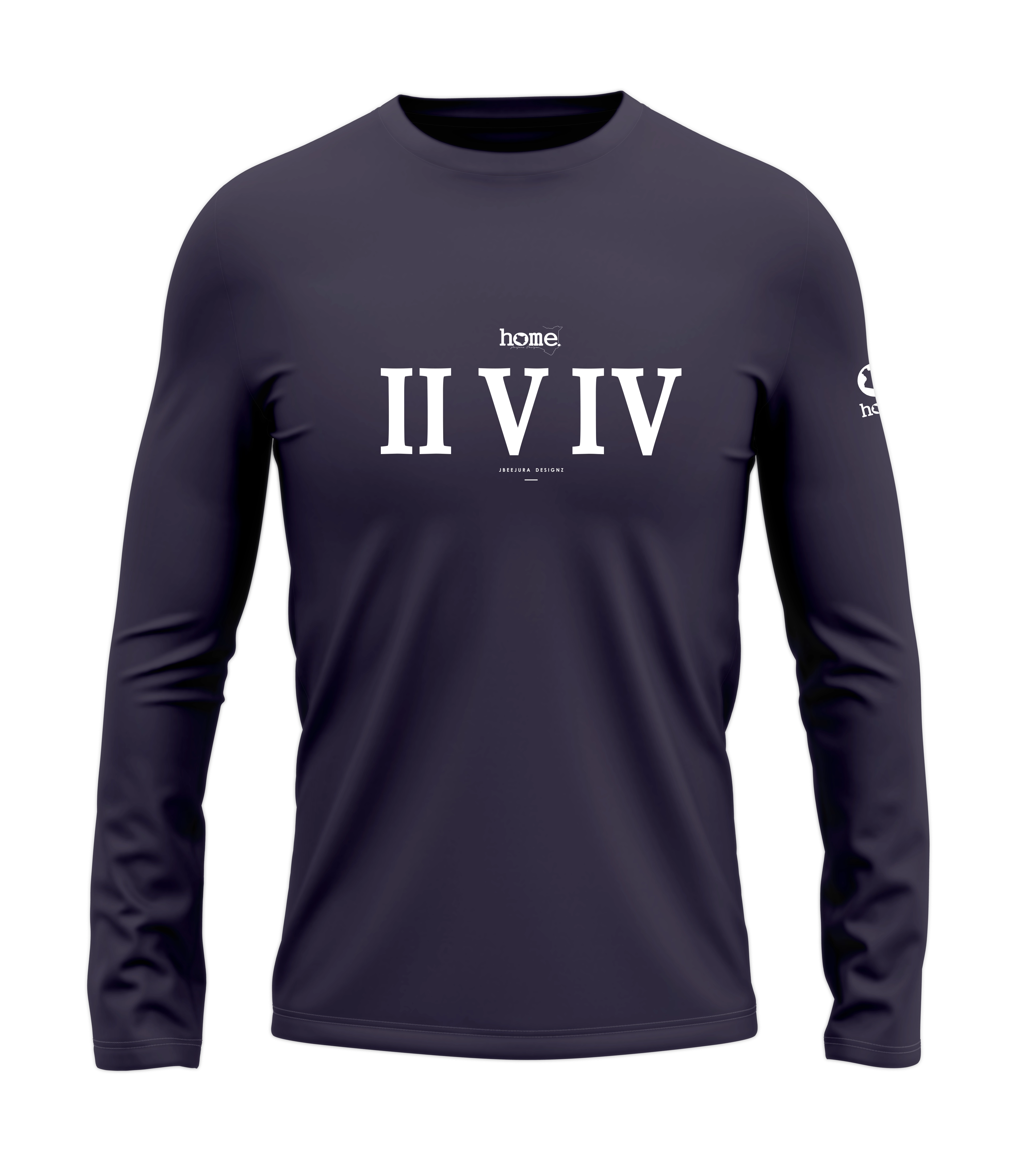 home_254 LONG-SLEEVED RICH PURPLE T-SHIRT WITH A WHITE ROMAN NUMERALS PRINT – COTTON PLUS FABRIC