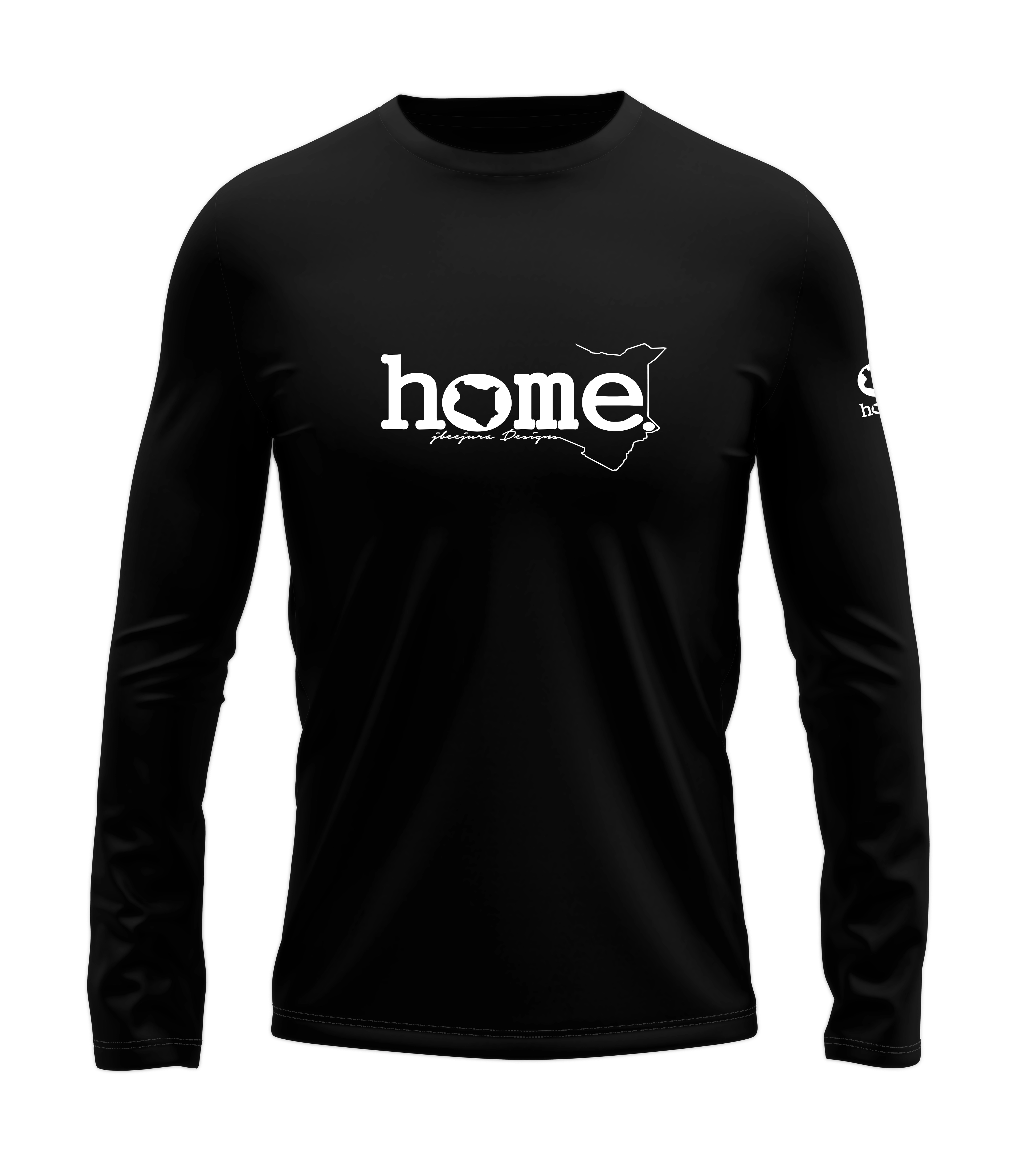 home_254 LONG-SLEEVED BLACK T-SHIRT WITH A WHITE CLASSIC WORDS PRINT – COTTON PLUS FABRIC