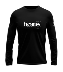 home_254 LONG-SLEEVED BLACK T-SHIRT WITH A WHITE CLASSIC WORDS PRINT – COTTON PLUS FABRIC