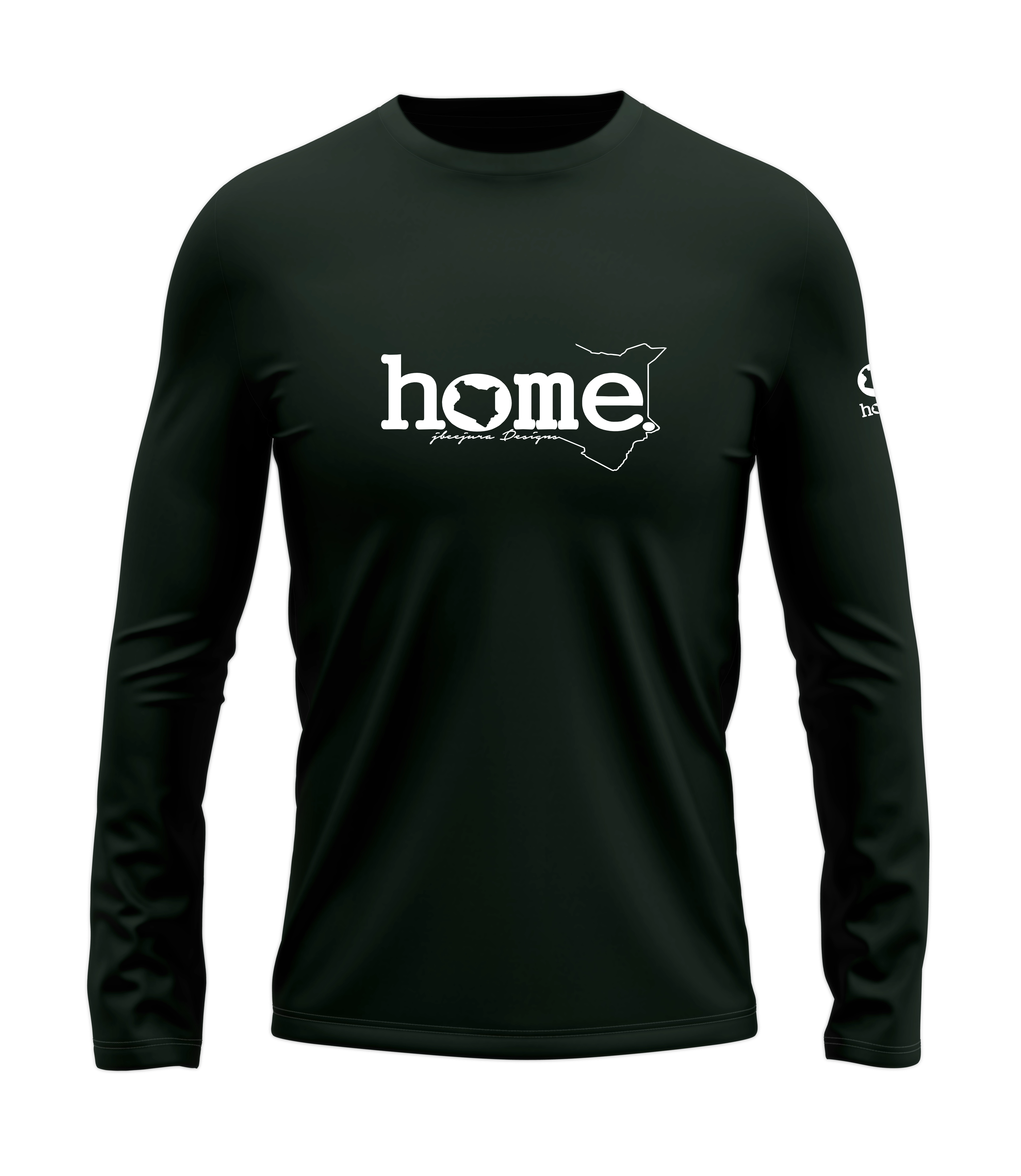 home_254 LONG-SLEEVED FOREST GREEN T-SHIRT WITH A WHITE CLASSIC WORDS PRINT – COTTON PLUS FABRIC