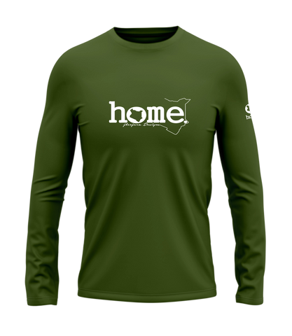 home_254 LONG-SLEEVED JUNGLE GREEN T-SHIRT WITH A WHITE CLASSIC WORDS PRINT – COTTON PLUS FABRIC