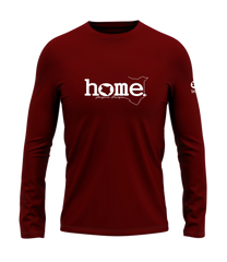 home_254 LONG-SLEEVED MAROON RED T-SHIRT WITH A WHITE CLASSIC WORDS PRINT – COTTON PLUS FABRIC