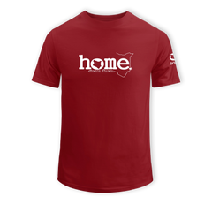 home_254 SHORT-SLEEVED MAROON RED T-SHIRT WITH A WHITE CLASSIC WORDS PRINT – COTTON PLUS FABRIC