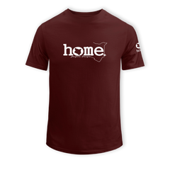 home_254 SHORT-SLEEVED MAROON T-SHIRT WITH A WHITE CLASSIC WORDS PRINT – COTTON PLUS FABRIC