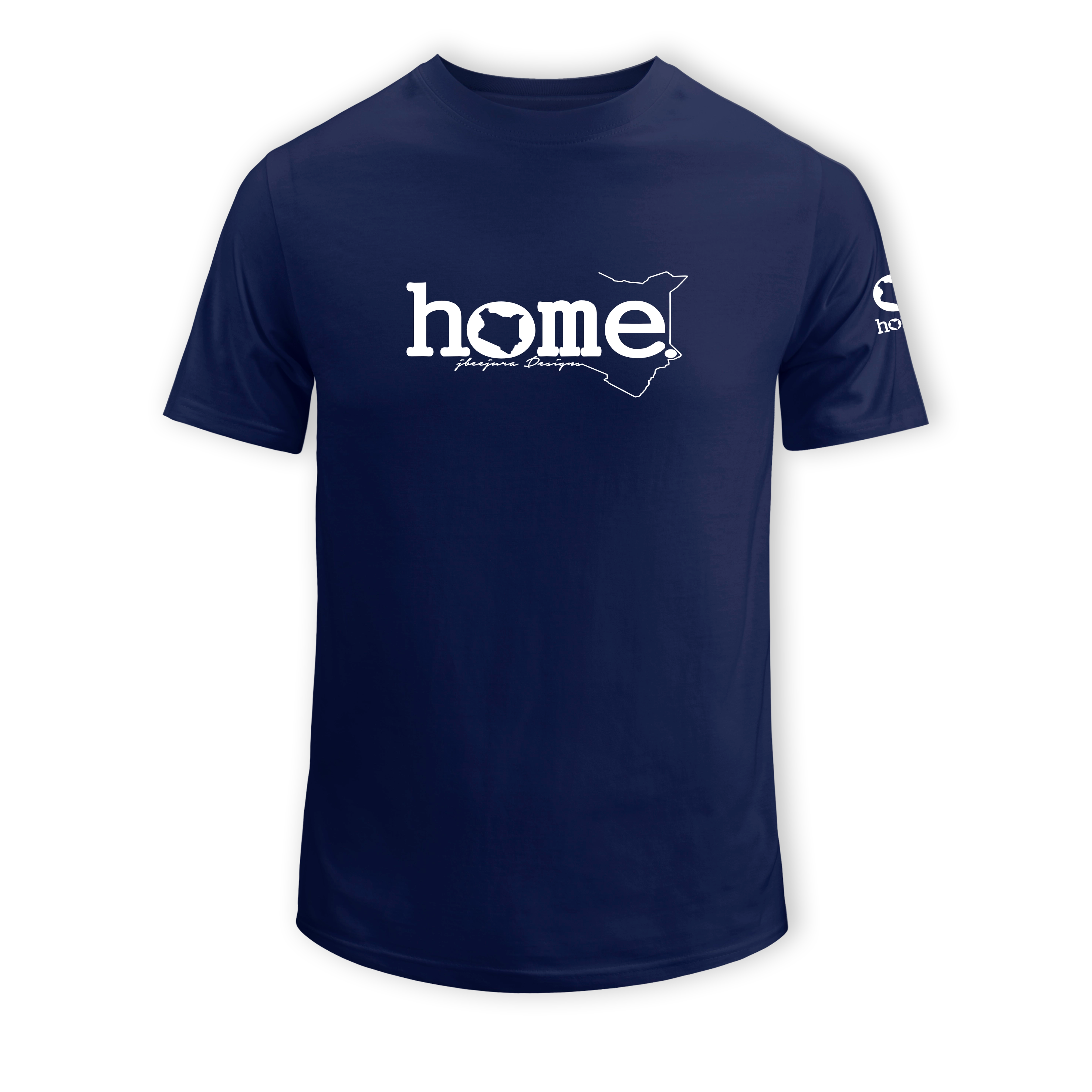 home_254 SHORT-SLEEVED NAVY BLUE T-SHIRT WITH A WHITE CLASSIC WORDS PRINT – COTTON PLUS FABRIC