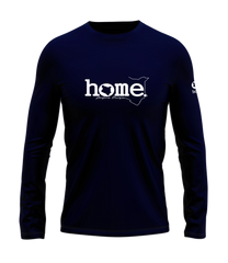 home_254 LONG-SLEEVED NAVY BLUE T-SHIRT WITH A WHITE CLASSIC WORDS PRINT – COTTON PLUS FABRIC