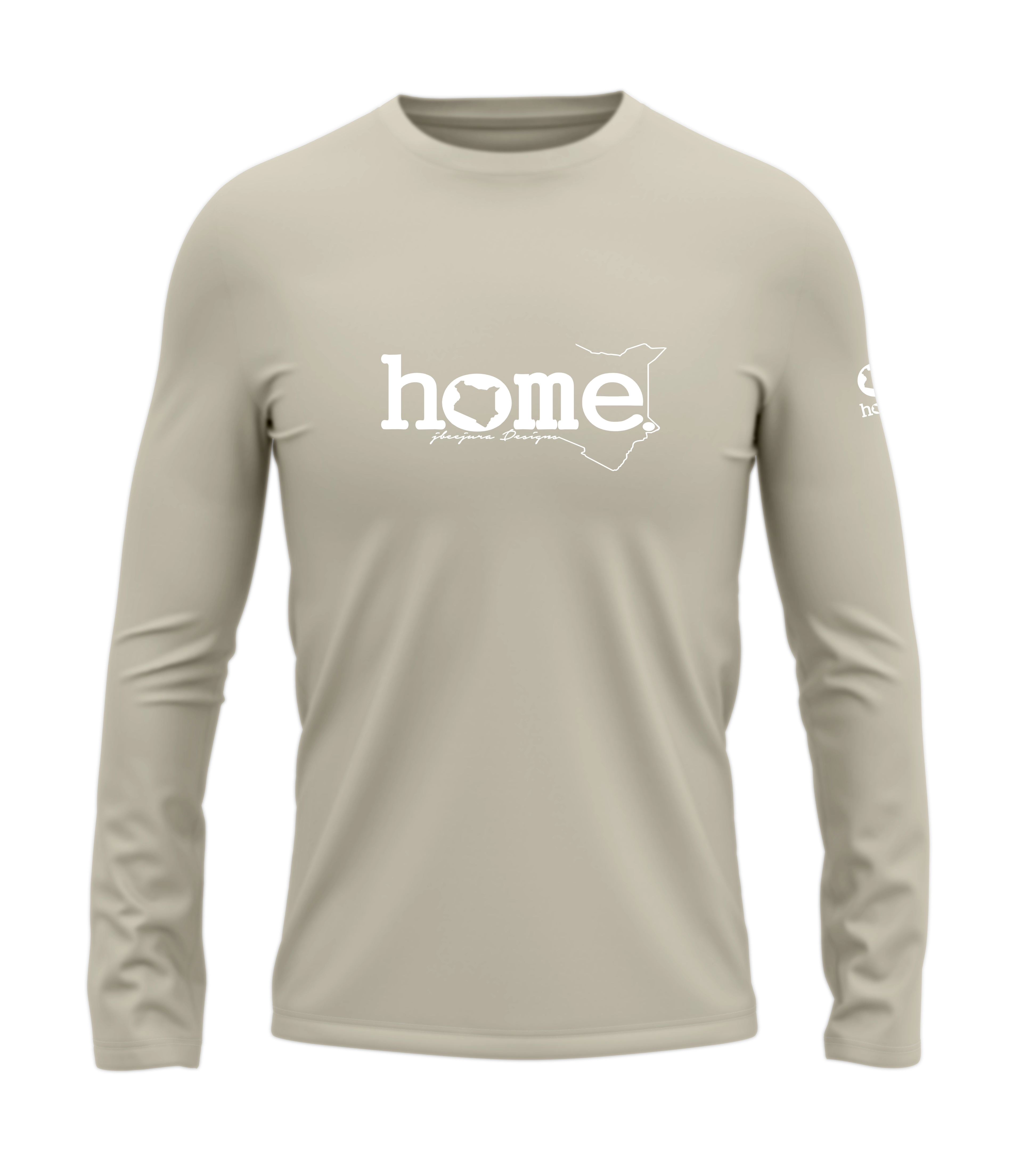 home_254 LONG-SLEEVED NUDE T-SHIRT WITH A WHITE CLASSIC WORDS PRINT – COTTON PLUS FABRIC