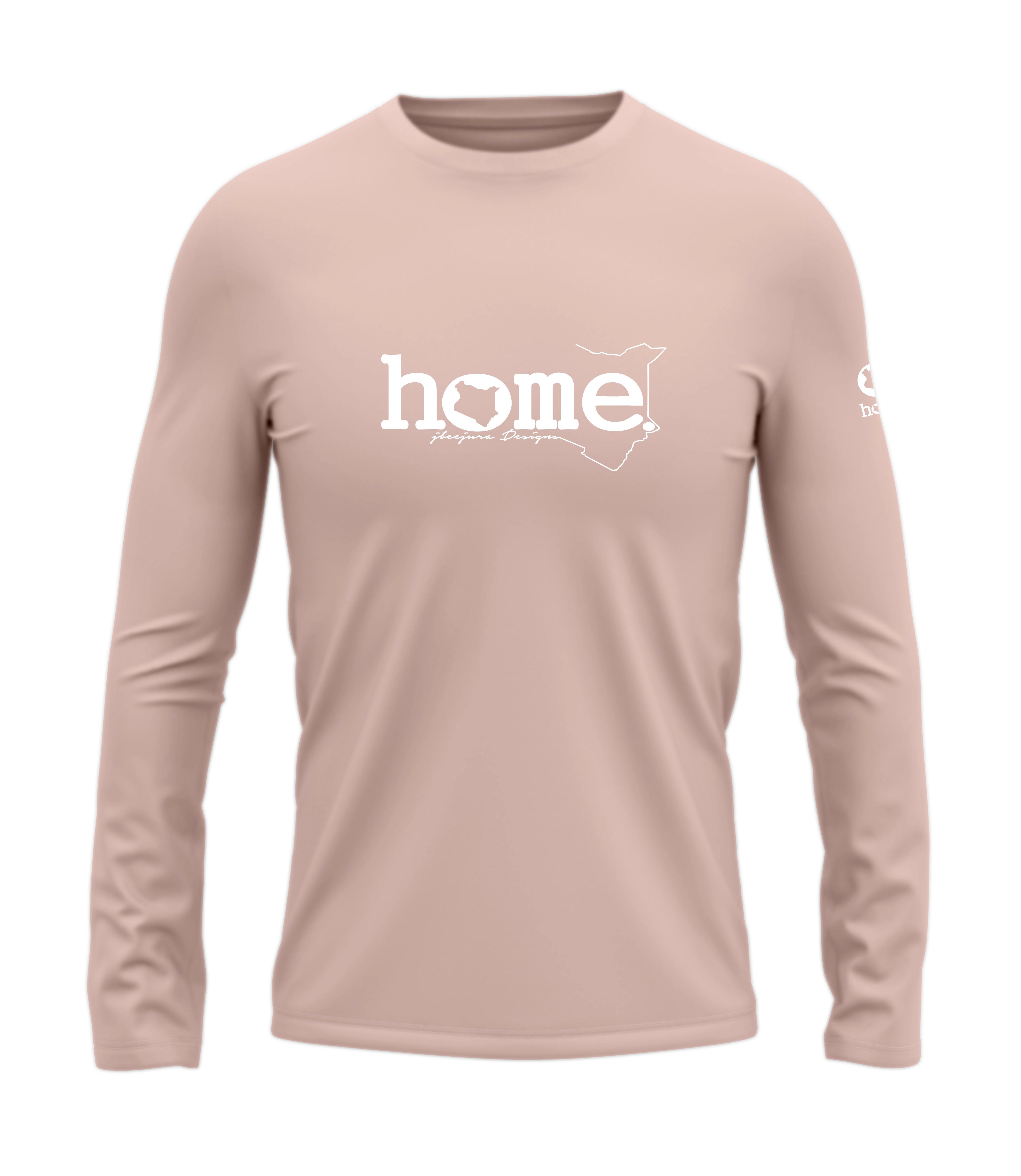 home_254 LONG-SLEEVED PEACH T-SHIRT WITH A WHITE CLASSIC WORDS PRINT – COTTON PLUS FABRIC
