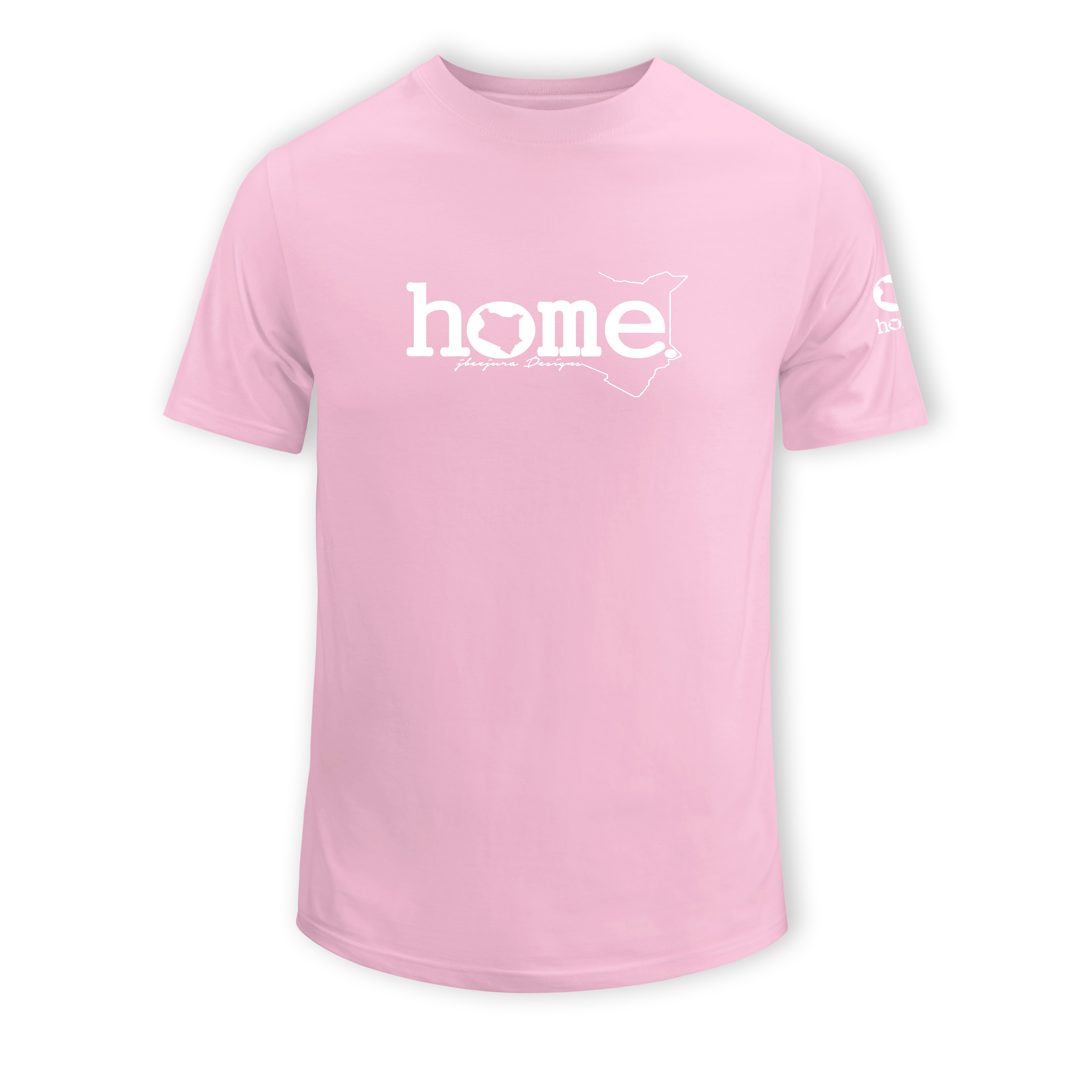 home_254 SHORT-SLEEVED PINK T-SHIRT WITH A WHITE CLASSIC WORDS PRINT – COTTON PLUS FABRIC