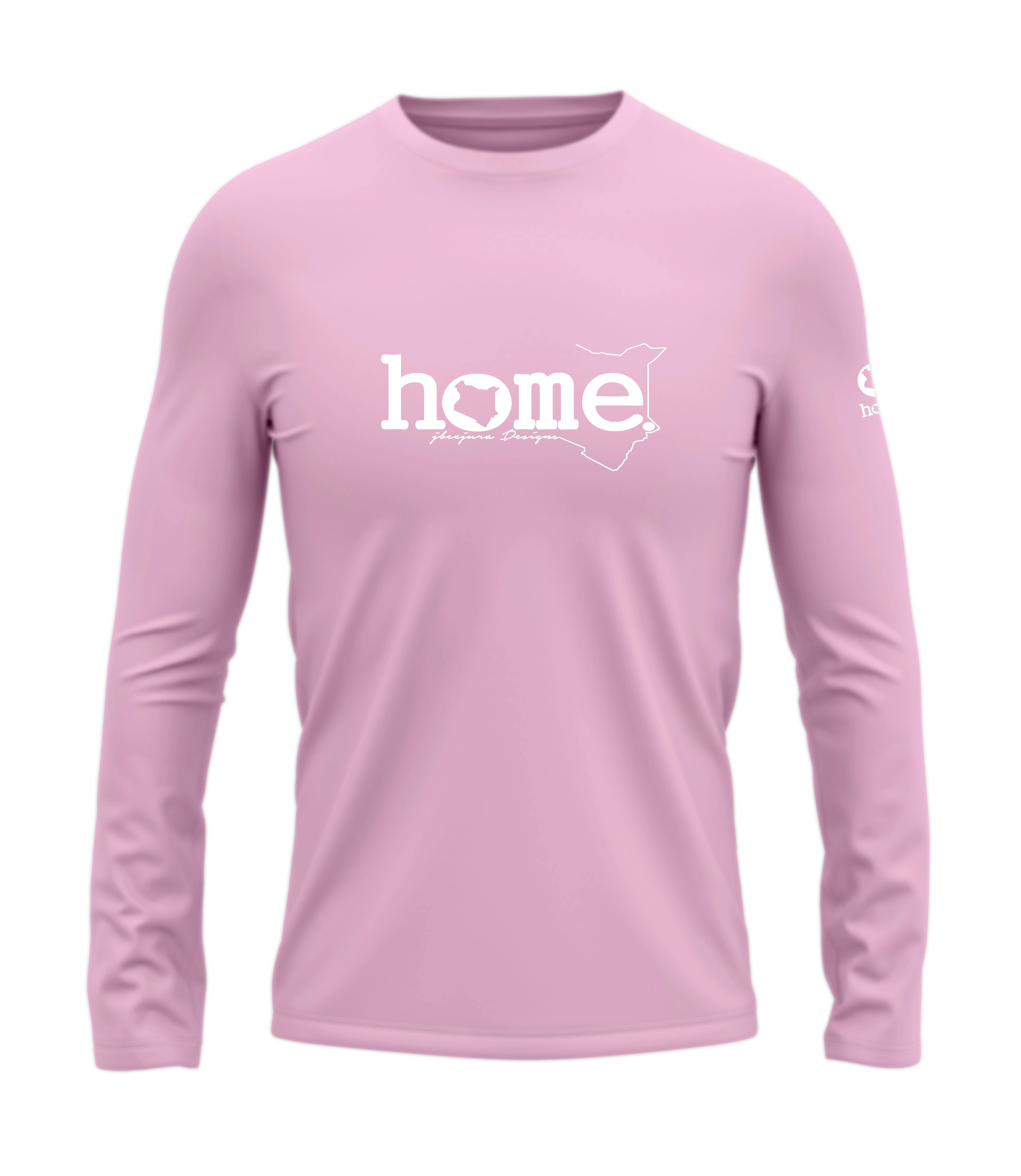 home_254 LONG-SLEEVED PINK T-SHIRT WITH A WHITE CLASSIC WORDS PRINT – COTTON PLUS FABRIC