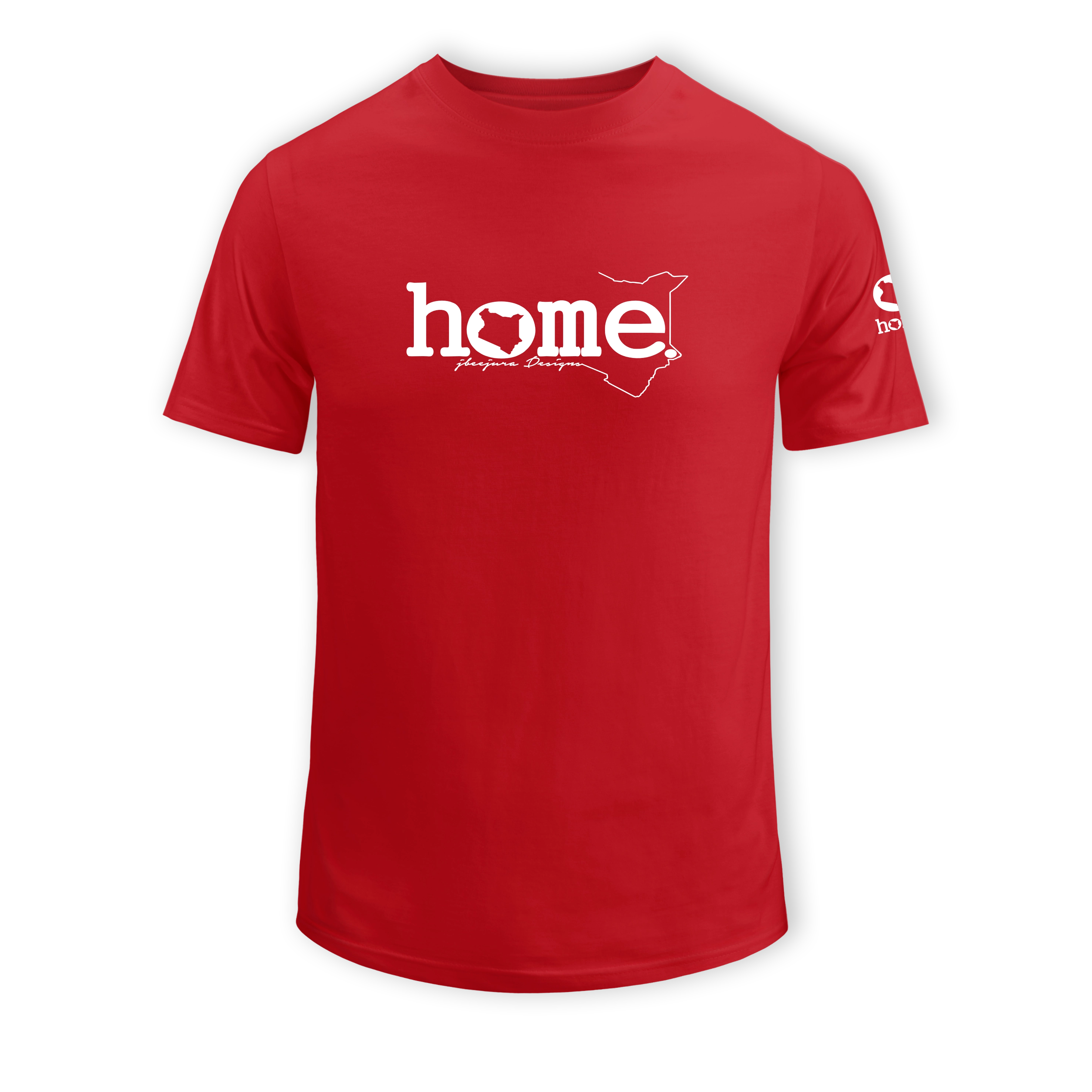 home_254 SHORT-SLEEVED RED T-SHIRT WITH A WHITE CLASSIC WORDS PRINT – COTTON PLUS FABRIC