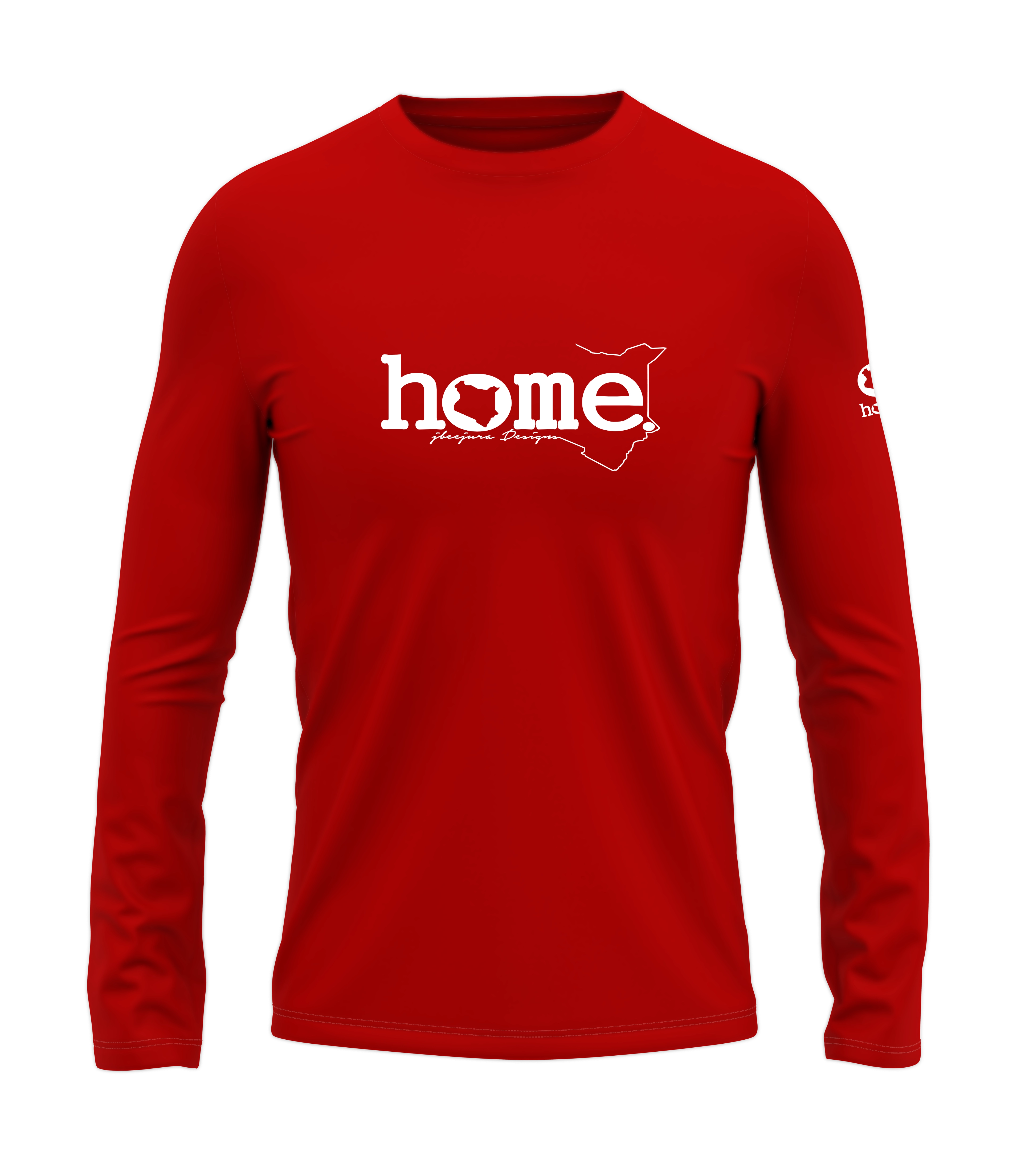 home_254 LONG-SLEEVED RED T-SHIRT WITH A WHITE CLASSIC WORDS PRINT – COTTON PLUS FABRIC