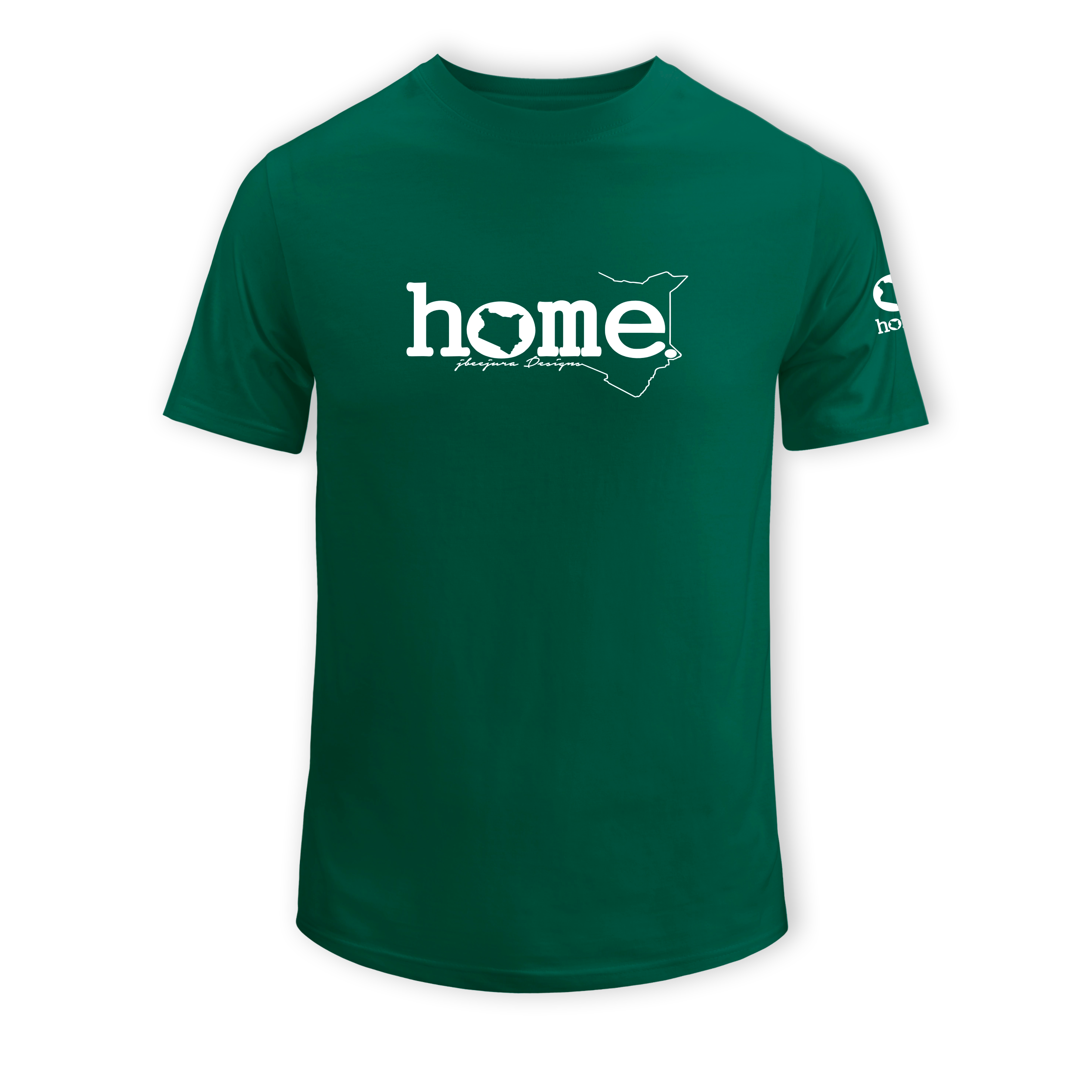 home_254 SHORT-SLEEVED RICH GREEN T-SHIRT WITH A WHITE CLASSIC WORDS PRINT – COTTON PLUS FABRIC