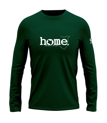 home_254 LONG-SLEEVED RICH GREEN T-SHIRT WITH A WHITE CLASSIC WORDS PRINT – COTTON PLUS FABRIC