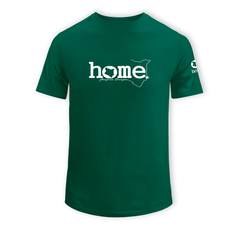 home_254 SHORT-SLEEVED RICH GREEN T-SHIRT WITH A WHITE CLASSIC WORDS PRINT – COTTON PLUS FABRIC