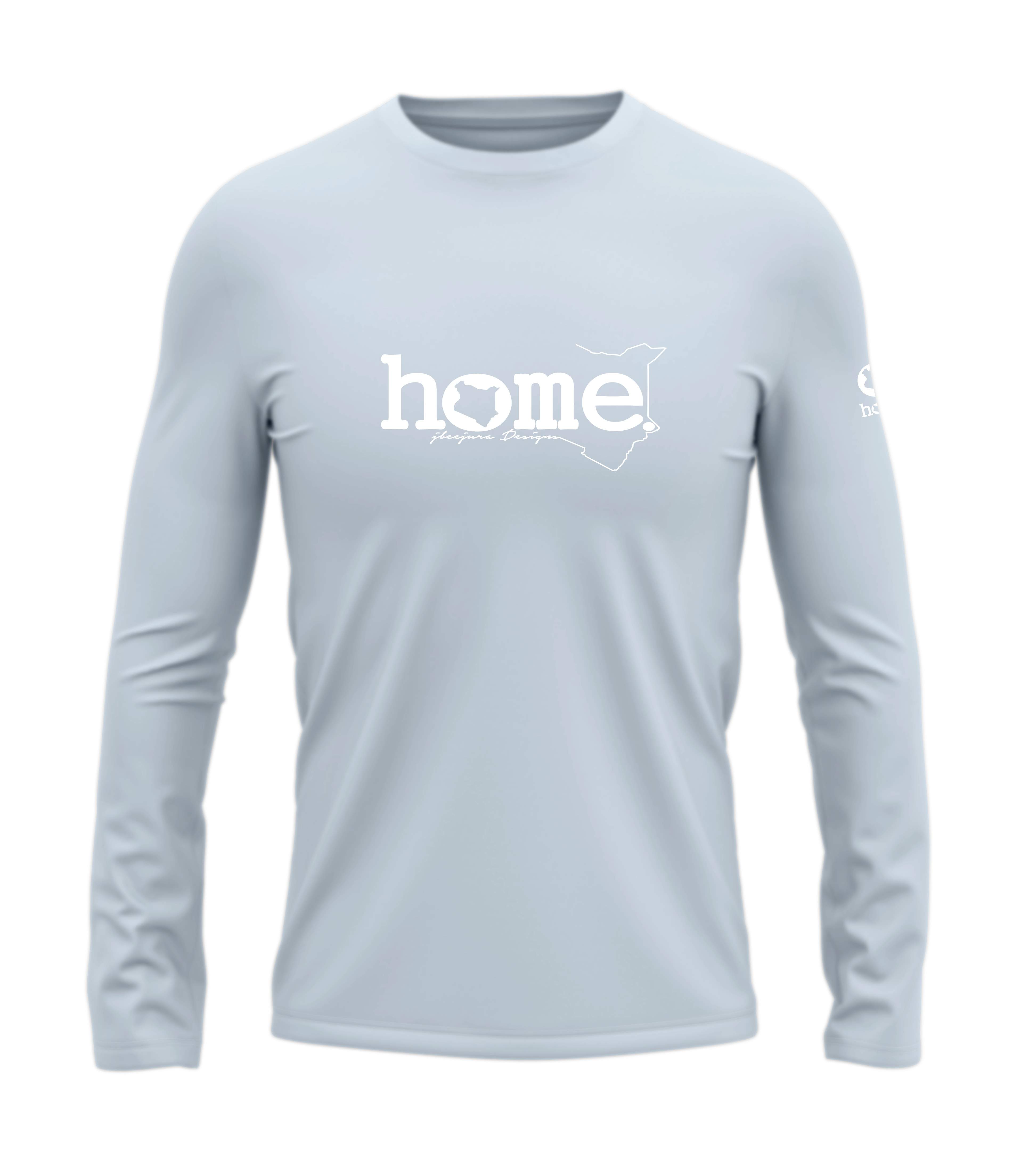 home_254 LONG-SLEEVED SKY-BLUE T-SHIRT WITH A WHITE CLASSIC WORDS PRINT – COTTON PLUS FABRIC