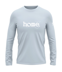 home_254 LONG-SLEEVED SKY-BLUE T-SHIRT WITH A WHITE CLASSIC WORDS PRINT – COTTON PLUS FABRIC