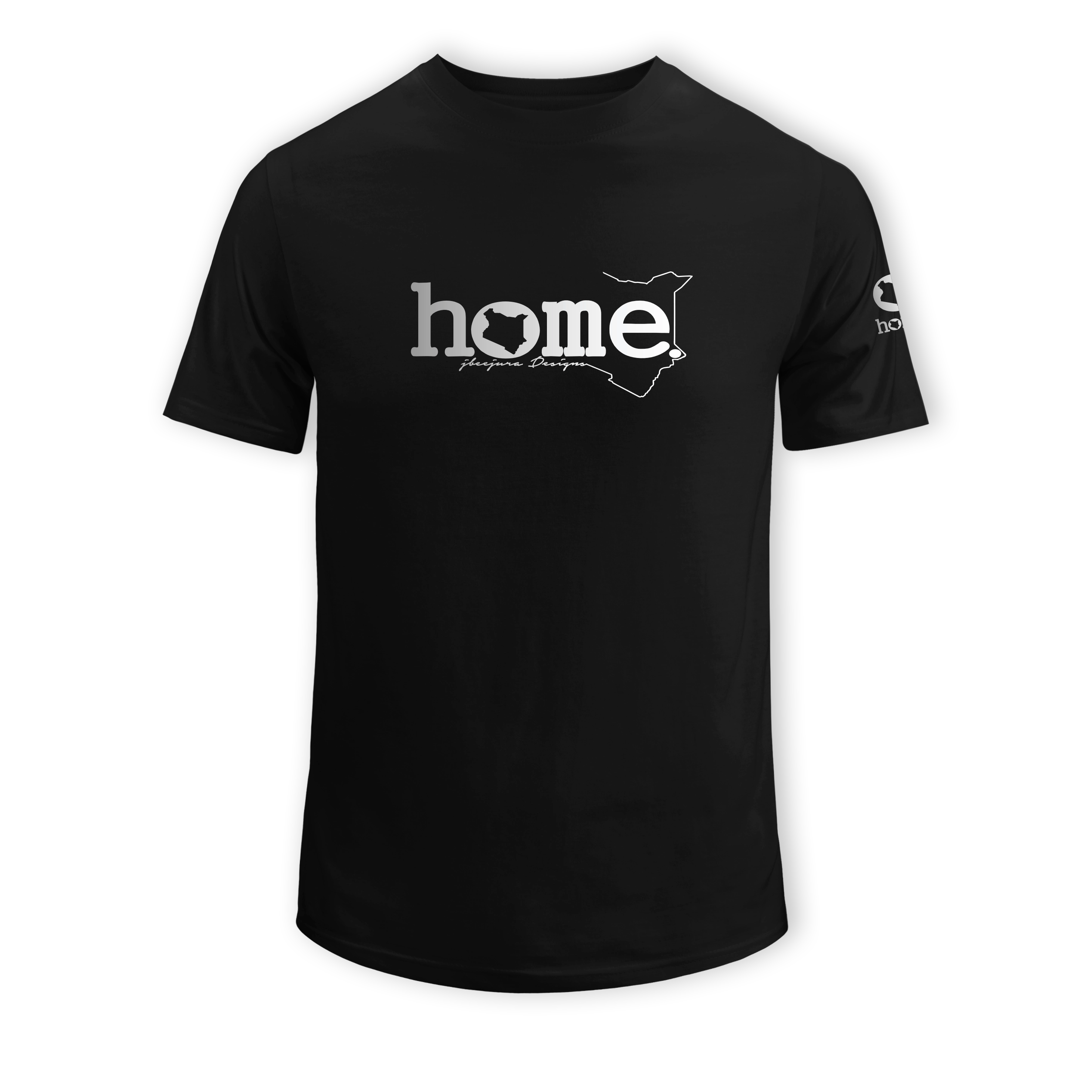 home_254 SHORT-SLEEVED BLACK T-SHIRT WITH A SILVER CLASSIC WORDS PRINT – COTTON PLUS FABRIC